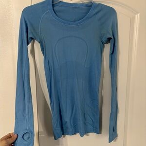 Blue Lululemon Long Sleeve Swiftly Top